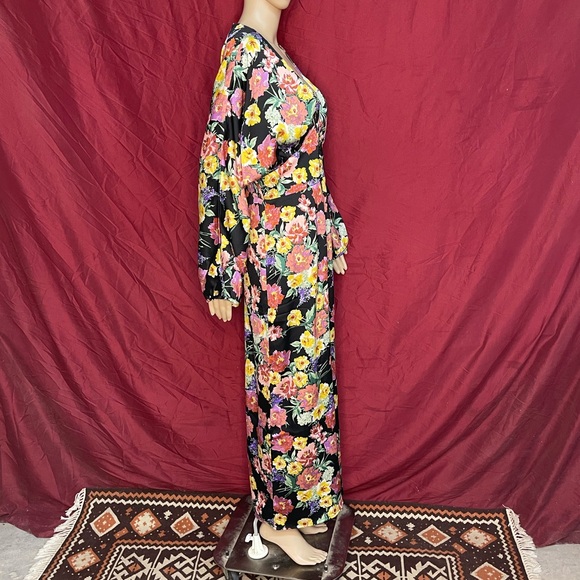 Pattern by Lush Long Sleeve Floral One Piece Wide Leg Jumpsuit Large - Picture 5 of 9